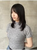 黒髪ロング韓国風顔周りレイヤーカット【福岡/博多】