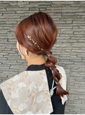 お呼ばれヘアセットローポニーヘアアレンジ岡山南中央町