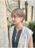 ミルクティーベージュ小顔丸みショート