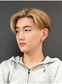 センターパートブリーチダブルカラーフェイスフレーミング