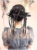 リボン＊金箔　セミロングの方　カチモリヘアアレンジ