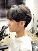 フェザーパーマ/センターパート/ニュアンスパーマ/ツーブロック
