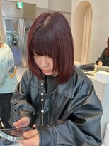 ガリカ 横浜(Gallica) ブリーチなしカラー深みレッドカラー×レイヤーボブ