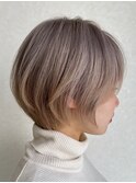 丸みショートボブ顔周りカットくびれショート白髪ぼかし髪質改善