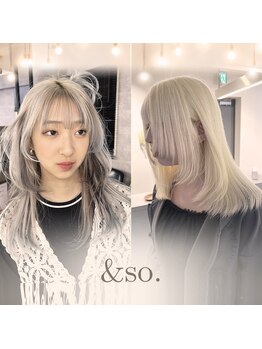 アンドソー 池袋(&so.)の写真/顔周りカット×ブリーチで叶える最旬ハイトーン。動きと透明感を。[ブリーチ/ケアブリーチ/ブリーチ/池袋]