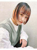 キピ(KIPI) 【早瀬忍　梅田中津】ミニボブ×インナーコーラルカラー