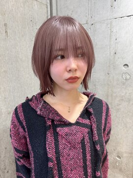 サンク 原宿 表参道(cinq) 原宿ミルクティーピンクグレージュカラーミディアムレイヤーボブ