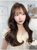 C43韓国レイヤーくびれ巻きブリーチなしダブルカラーブラウン