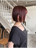 リナ　ブリー無しのボルドーカラーとボブ