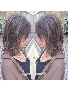 グランジュテ(grandjute) 白髪ぼかし　カラー　ハイライト　デジタルパーマロング