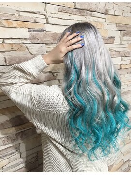 エクステ専門店あるじゃんすー 宇都宮店 ターコイズブルー#シールエクステ#グラデーションカラー#宇都宮