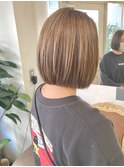 センターパートショートボブ透明感カラー白髪ぼかし梅ヶ丘美容室