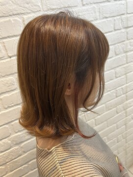 デイジー インデックスヘア 大島店(DAISY index hair) 韓国ボブ外ハネ×ブラウンオレンジカラー¥10900