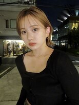 ルル 表参道(lulu.)&nbsp;切りっぱなしボブ ボブウルフ ミルクティーベージュ ボブ【Riku