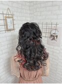 編み込みハーフアップ