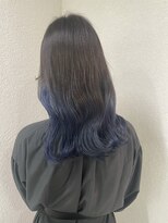 アジールヘア 所沢プロペ通り店(agir hair)&nbsp;エアリーロング美髪ケアブリーチグラデーションネイビー所沢練馬