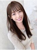 艶感ナチュラルストレートロング髪質改善グレージュカラー