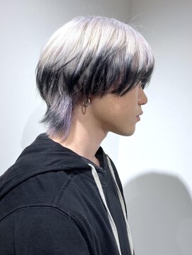 クアトログランシュ 水戸店(QUATRO×GranCieux) ホワイトパープル×エンドカラー　水戸/メンズ/ブリーチ