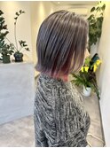 シルバーグレージュ×インナーピンクボブ