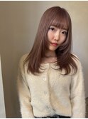 ダブルカラー ピンクベージュ ロングレイヤー 大須