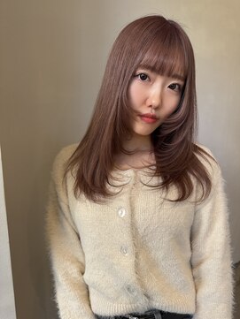 イル(ill) ダブルカラー ピンクベージュ ロングレイヤー 大須