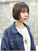 ミニボブ　前上がりボブ　透明感カラー　艶感カラー