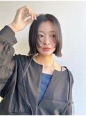 大人ミニボブフェイスレイヤー切りっぱなしボブ丸顔K20250303