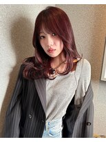 天神美容室&nbsp;【KASUMI天神美容室】カシスレッド×レイヤーカット