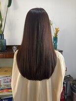 ヘアーアイストゥーレ(HAIR ICI TRE)&nbsp;ロング　髪質改善　ストレート　艶　モカベージュ　担当阿知波