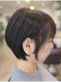 丸みくびれショートボブ/秋冬ショート/白髪染めブラウン系