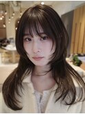 layer hair × olive brown