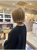 【ブリーチ２回】コンパクトボブ×ブロンドベージュカラー