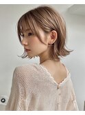 イメチェン/ピンクベージュ/アンブレラカラー/前髪/泉大津