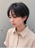 小顔見せ前髪×黒髪ハンサムショート/20代30代40代