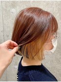 【大須賀晴江】イエローベージュ インナーカラー ボブ