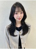 シースルーワイドバング×レイヤーカット(新宿/韓国)