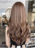 20代30代冬透明感ミルクティーベージュハイライト抜け感