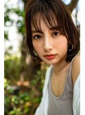 大人かわいい前髪セシルカットココアブラウンフリンジウェーブ