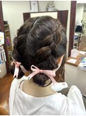 編み込みお団子ヘアセット