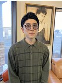 黒髪アップバング