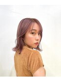 骨格似合わせ顔まわりカット透け感ハイトーンカラー/韓国ヘア