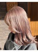 ピンクベージュ/ブリーチ/ハイトーン/ケアブリーチ/ダブルカラー