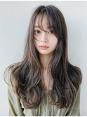 【透け感ロング×オリーブベージュ】