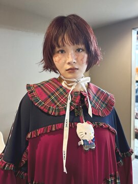 ブリーチなしカラーボブパーマ