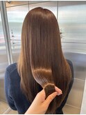 春色◎暖色系オレンジブラウンで艶髪カラーロング