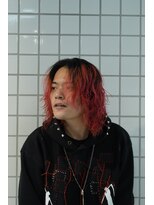 ヘア アトリエ ホロウ 堀江(HAIR ATELIER HOLLOW)&nbsp;レッドハイトーン×ミディアムウルフ