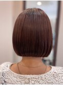 ピンクブラウン×ミニボブ