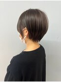 イメチェンハッシュカットフルバング似合わせレッドブラウン