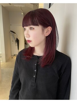 カーラ(kalah) ワイドバング赤髪ボルドーブリーチカラー10代20代ロング