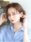 大人ボブ切りっぱなし耳掛けショート30代40代脱白髪染め